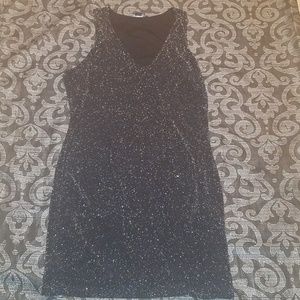 (NWOT) Black Dress with Silver Sparkling Overlay